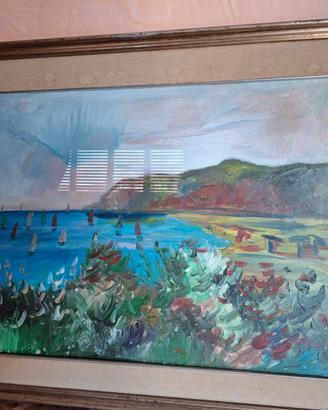 Dipinto di un paesaggio marino impressionista