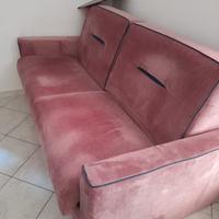 Divano Letto 3 Posti in Velluto Rosa - 190 cm