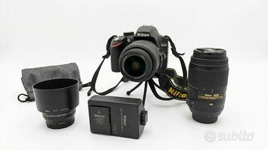 Nikon D3200 + 18-55 VR + 55-200 VR + accessori