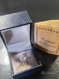 Anello oro bianco 18 k acquamarina e diamanti t.15