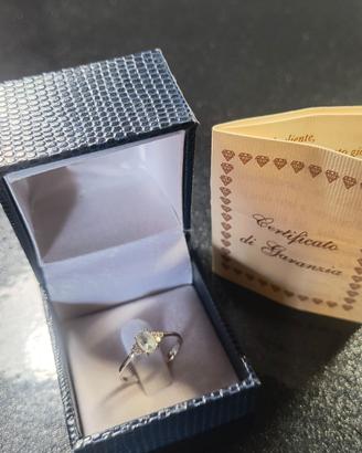 Anello oro bianco 18 k acquamarina e diamanti t.15