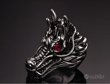 Anello Drago Regolabile Gotico Biker Punk Metal