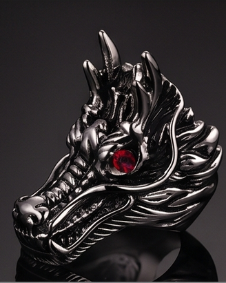 Anello Drago Regolabile Gotico Biker Punk Metal