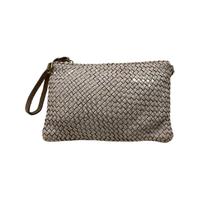 Borsa pochette donna in vera pelle intrecciata 26x