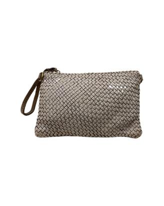 Borsa pochette donna in vera pelle intrecciata 26x