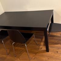 Tavolo soggiorno, 6 sedie, Desk, Scarpiera. NERO