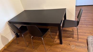 Tavolo soggiorno, 6 sedie, Desk, Scarpiera. NERO