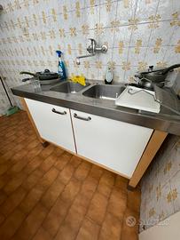 Mobile lavrello doppio acciaio/legno Ikea