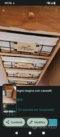 mobiletto legno bagno con cassetti marrone 