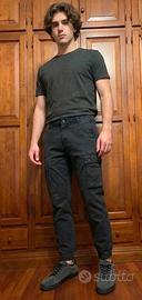 Pantaloni Cargo Uomo Pier One Neri Elastici IT 46