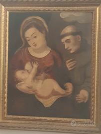 dipinto su legno dell' 800 Madonna con bambino
