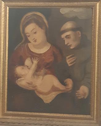 dipinto su legno dell' 800 Madonna con bambino