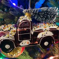 Addobbo per albero furgone vetro soffiato dipinto