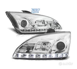 FARI FORD FOCUS 04-08 LUCE DIURNA A LED FONDO CROM