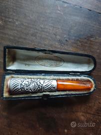 Antico Bocchino In Ambra E Argento e Argento Verm