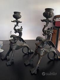 coppia candelabri in bronzo