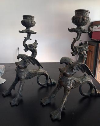 coppia candelabri in bronzo