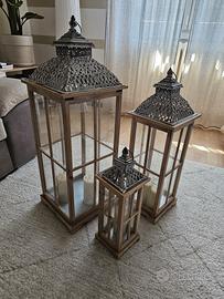 Set 3 lanterne ornamentali da interno