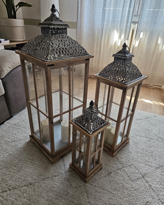 Set 3 lanterne ornamentali da interno