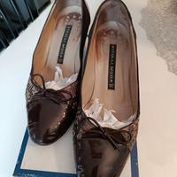 Scarpe made in Italy vernice marrone e pitone 
