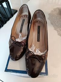 Scarpe made in Italy vernice marrone e pitone 