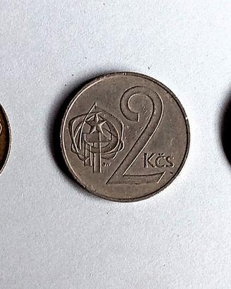 Set 3 monete REPUBBLICA CECOSLOVACCHIA (1+ 2+ 5 Ko