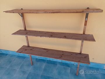 Scaffalatura 3 mensole ripiani cm 110x113x23 legno