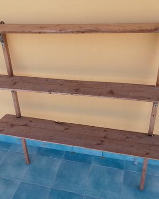 Scaffalatura 3 mensole ripiani cm 110x113x23 legno