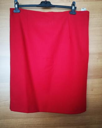 Gonna lana tubino rosso Vintage