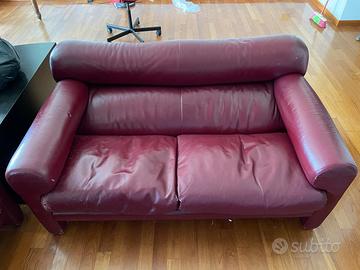 2 divani vintage Poltrona Frau pelle bordeaux