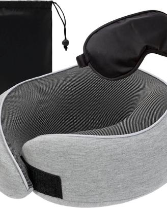 Cuscino da Viaggio Memory Foam con Mascherina e Ta
