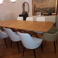 Tavolo allungabile in rovere in stile Gio Ponti