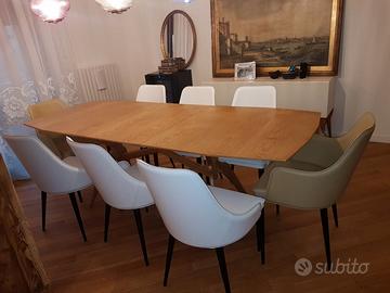 Tavolo allungabile in rovere in stile Gio Ponti