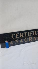 cartello insegna ufficio anni 50 in vetro vintage 