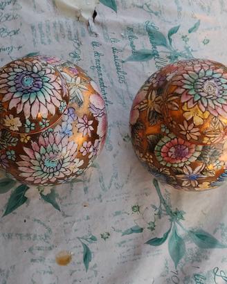 Macau Hand Painted coppia scatoline porcellana 