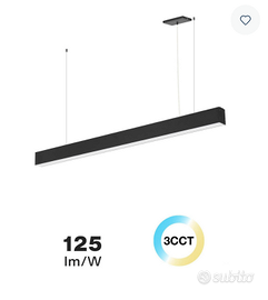 Lampada Lineare LED a Sospensione 42W 120cm Nera