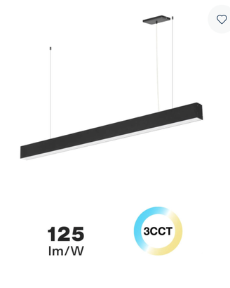 Lampada Lineare LED a Sospensione 42W 120cm Nera