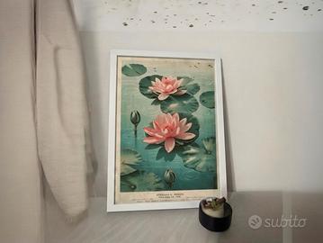 🌸 Poster Artistico Giapponese  "Ninfee" in Cornice