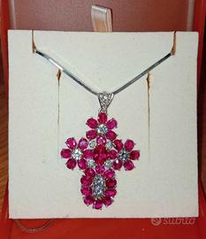 collana arg.925 croce fiorata 