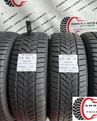 4 PNEUMATICI 215/60 R17 DUNLOP INVERNALI 85%