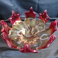 CENTROTAVOLA VETRO MURANO ROSSO/AMBRA VINTAGE