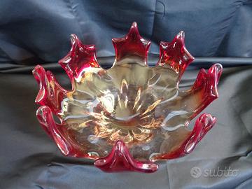 CENTROTAVOLA VETRO MURANO ROSSO/AMBRA VINTAGE