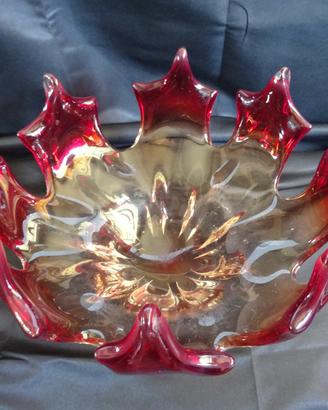 CENTROTAVOLA VETRO MURANO ROSSO/AMBRA VINTAGE