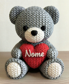 Orsetto3D effetto maglia con Nome Personalizzabile