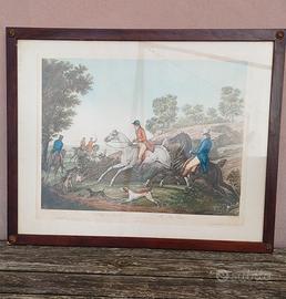 Stampa acquaforte fine XX secolo scena di caccia