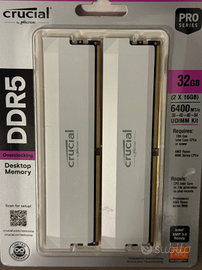 DDR5 RAM 32GB Crucial Pro 6000MHz XMP EXPO Bianco