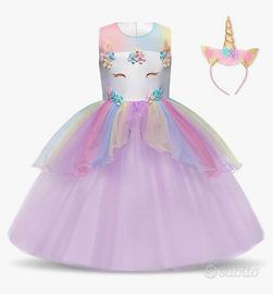 vestito carnevale bimba principessa unicorno