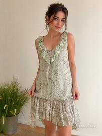 Abito verde fiorellini 100%seta Bluegirl Blumarine