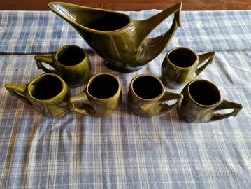 Set Brocca e 6 Bicchieri Ceramica Faenza