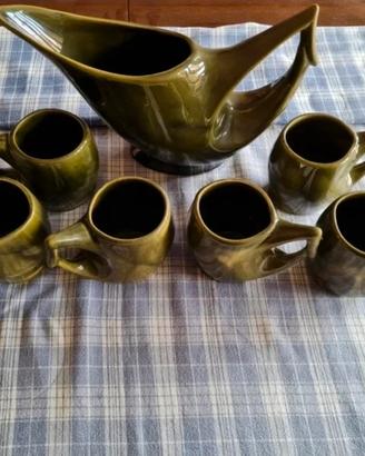 Set Brocca e 6 Bicchieri Ceramica Faenza